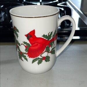 Lefton china cardinal/holly coffee cup-NWT